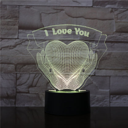 Valentines Day Gift Hands Holding Love 3D Night Light