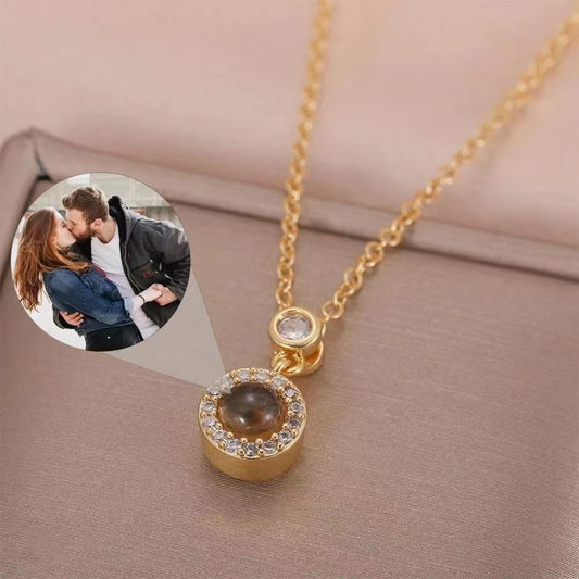 Nano Micro-engraved Text Color Picture Photo Custom 100 Languages Projection Necklace